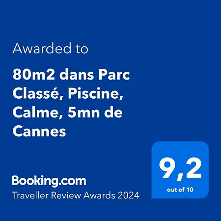 80m2 Dans Parc Classe, Piscine, Calme, 5mn De Cannes Lejlighed *